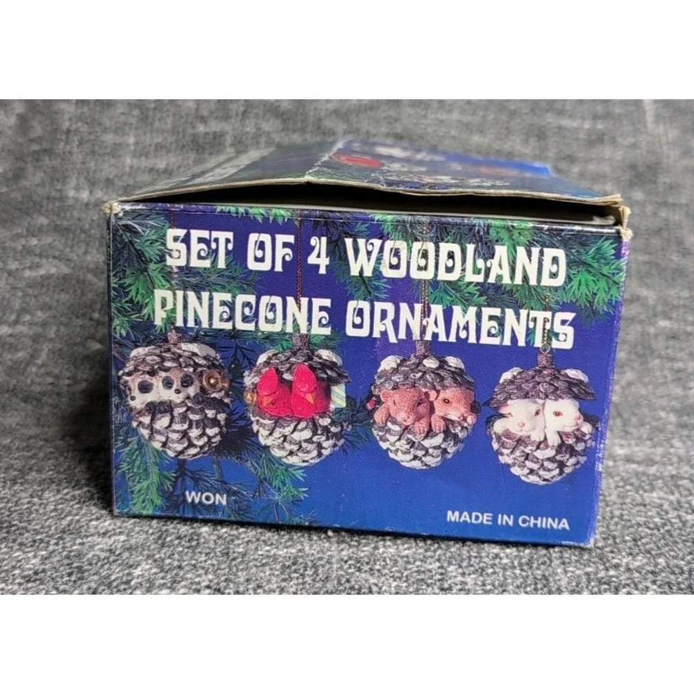 Vtg Woodland Pinecone Ornaments with Animals 2